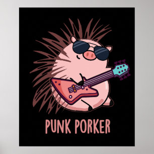Póster Punk Porker Funny Punk Rocker Pig Pun Dark BG