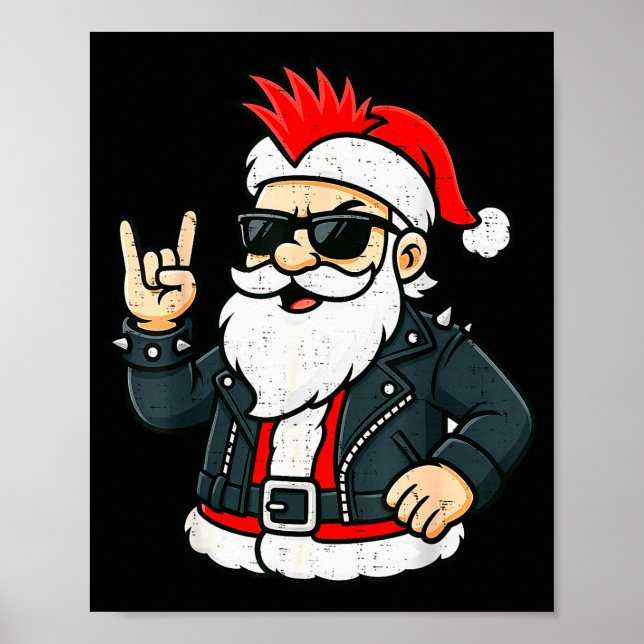 Póster Punk Rock Santa Claus Emo Christmas Rocker Pajamas (Frente)