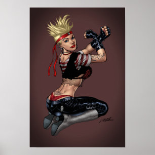 Póster Punk rubio duro Chica - listo para luchar por Al R