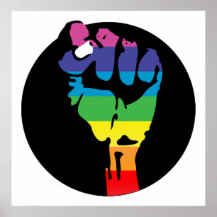 Póster puño arco iris.