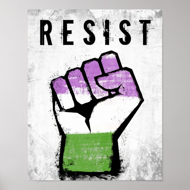Póster Puño de Orgullo Géneroqueer / Queer (Frente)