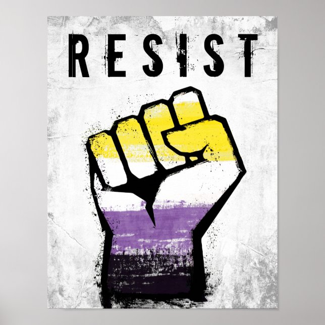 Póster Puño de Orgullo No Binario (Frente)
