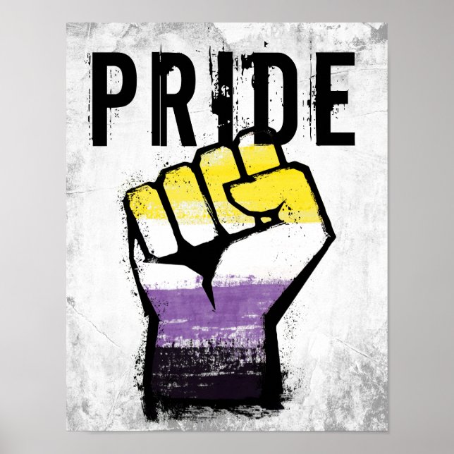 Póster Puño de Orgullo No Binario (Frente)