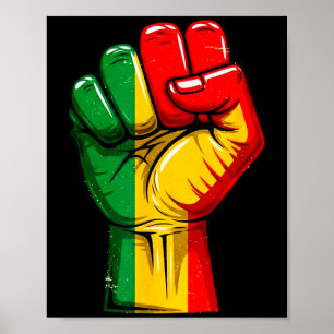 Póster Puño de Poder Negro Bandera Panafricana Alzada Org