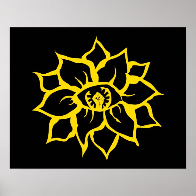 Póster puño de protesta de la flor (Frente)