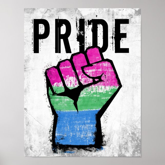 Póster Puño del Orgullo Polisexual (Frente)