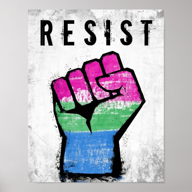Póster Puño del Orgullo Polisexual (Frente)