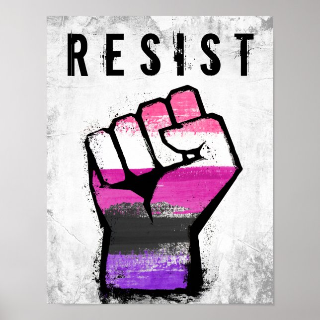 Póster Puño Orgullo Genderfluid (Frente)