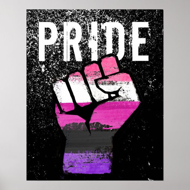Póster Puño Orgullo Genderfluid (Frente)