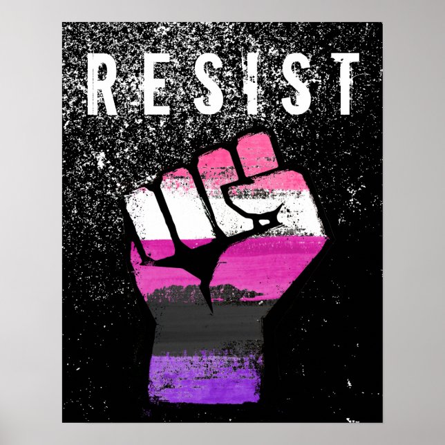 Póster Puño Orgullo Genderfluid (Frente)