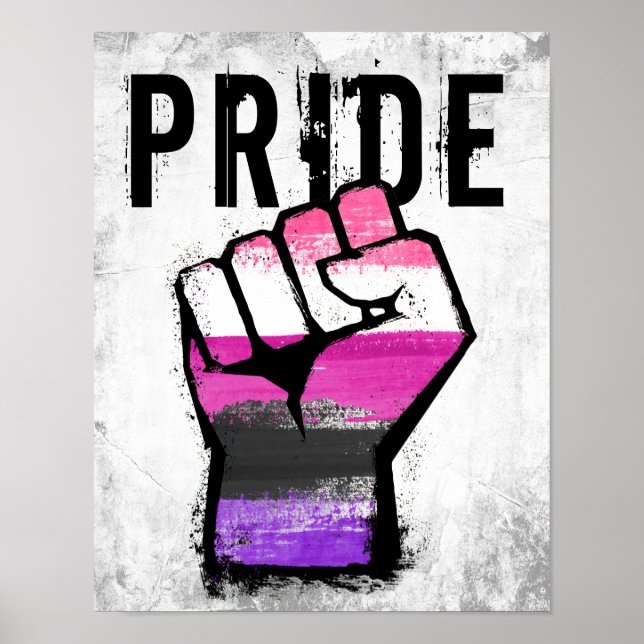Póster Puño Orgullo Genderfluid (Frente)