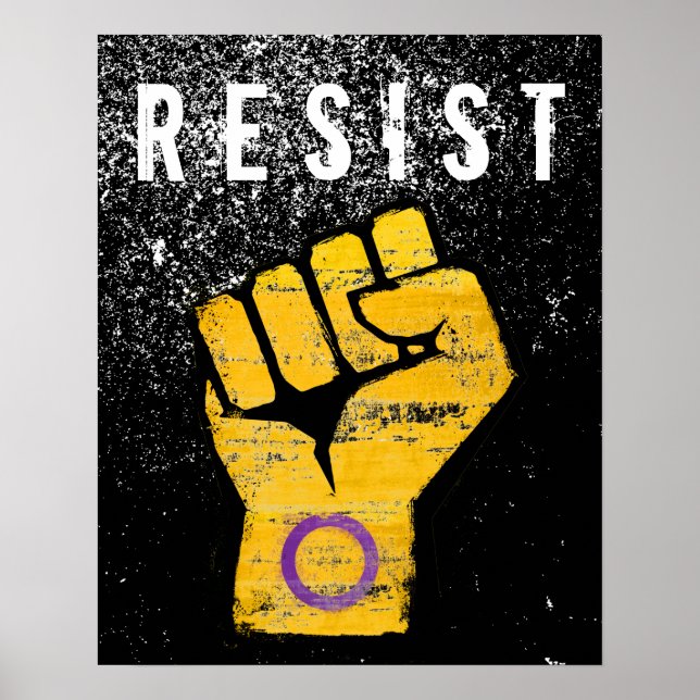 Póster Puño Orgullo Intersexo (Frente)