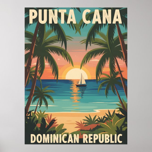 Póster Punta Cana Dominican Republic Tropical Sunset  (Frente)