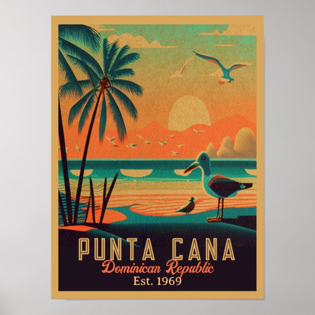 Póster Punta Cana DR Retro Sunset Souvenirs de los años 6 (Frente)
