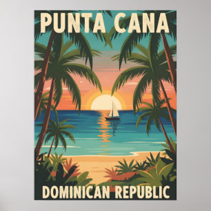 Póster Punta Cana República Dominicana Atardecer Tropical