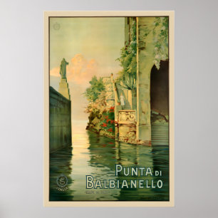 Póster Punta di Balbianello Lago de Como Italia Vintage