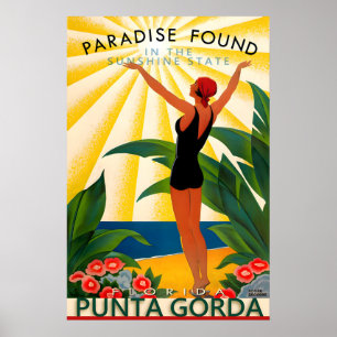 Póster Punta Gorda Florida Cartel de Viajes del Condado d