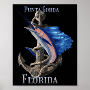 Póster Punta Gorda Florida Pez Espada Marlín Pesca Oceáni