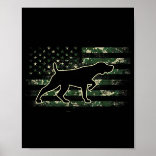 Póster Puntero alemán de pelo corto Camo bandera american