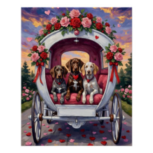 Póster Puntero alemán de pelo corto Día de San Valentín 