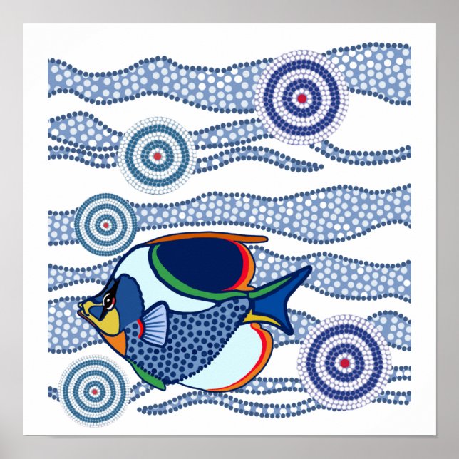 Póster Punto aborigen Art Fish-01 (Frente)