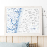 Punto Agradable Boda NJ Mapa Poster del libro invi