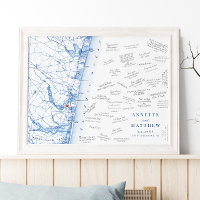 Punto Agradable Boda NJ Mapa Poster del libro invi