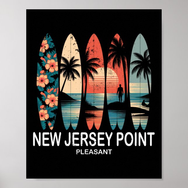 Póster Punto agradable de Nueva Jersey Surfboard Surfing  (Frente)