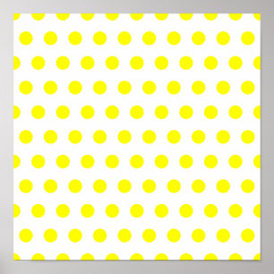 Póster Punto de polka blanco y amarillo