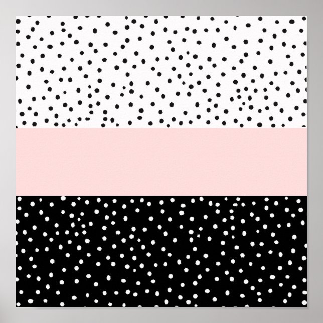 Póster Punto de polka de color negro rosa (Frente)