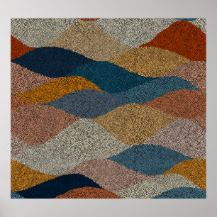 Póster Punto de Polka ondulado: Textil Vintage.