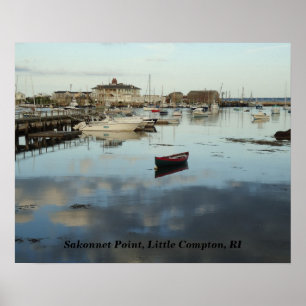 Póster Punto de Sakonnet, puerto, pequeño Compton, RI