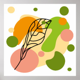 Póster Puntos abstractos interesantes con hojas