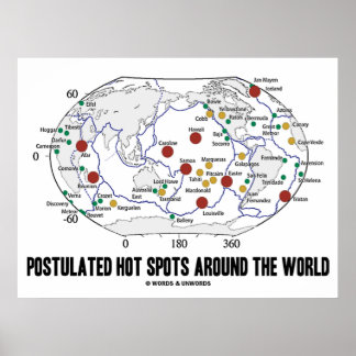 Póster Puntos calientes postulados en todo el mundo (Geol