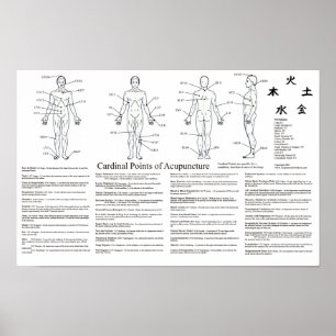 Póster Puntos cardinales del poster de la acupuntura