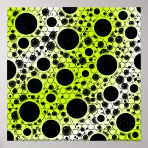 Póster Puntos de burbuja espacial - Amarillo blanco/tilo