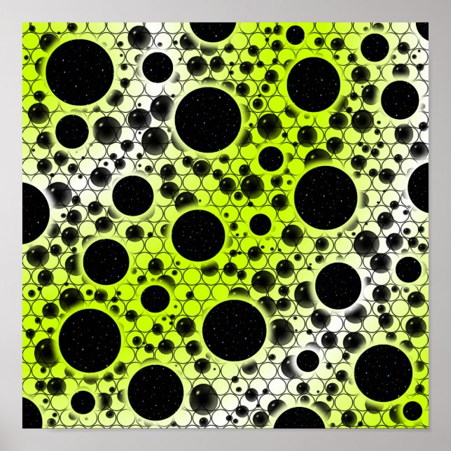 Póster Puntos de burbuja espacial - Amarillo blanco/tilo (Frente)