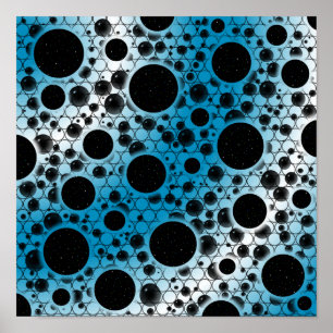Póster Puntos de burbuja espacial - Azul blanco/cielo
