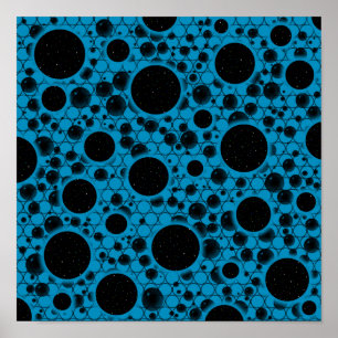 Póster Puntos de burbuja espacial - Azul cielo
