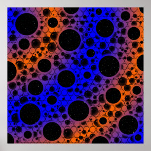 Póster Puntos de burbuja espacial - Azul/Naranja