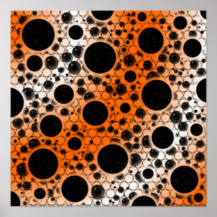 Póster Puntos de burbuja espacial - Blanco/Naranja