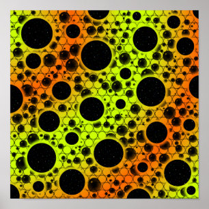 Póster Puntos de burbuja espacial - Lime/Naranja
