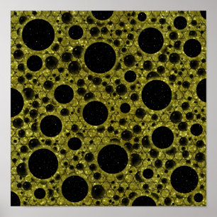 Póster Puntos de burbuja espacial - Oro Purpurina