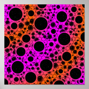 Póster Puntos de burbuja espacial - Rosa/Naranja