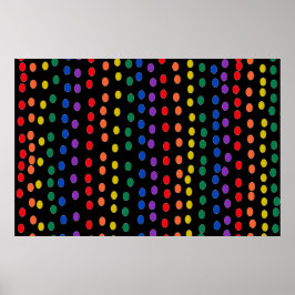 Póster Puntos de golosinas arcoiris sobre negro