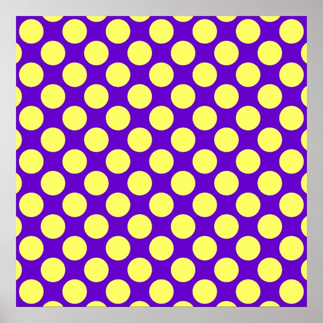 Póster Puntos de Polka Amarillo con fondo morado STaylor (Frente)