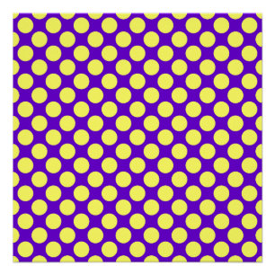 Póster Puntos de Polka Amarillo con fondo morado STaylor