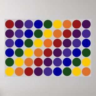 Póster Puntos de polka arcoiris sobre gris