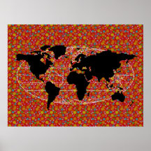puntos de polka en el mapa del mundo negro