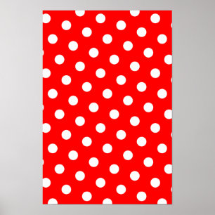 Póster Puntos de Polka Rojo y Blanco